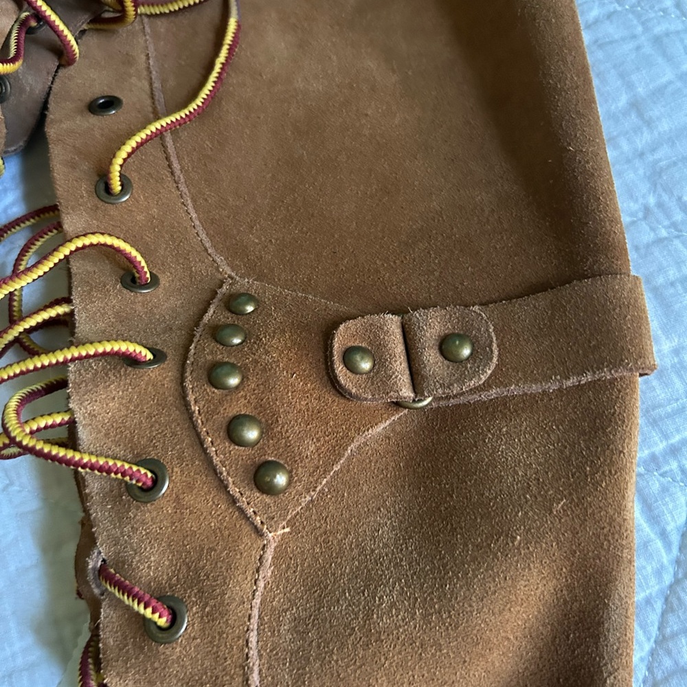 Peace Mocs Lace Up Suede Leather Boho Hippie Tall Moccasin Boots 7 - Picture 5 of 14